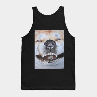 cute akita smiling funny dog portrait art Tank Top